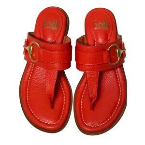 Söfft Coral Red Frenanda Thong Sandals Size 6